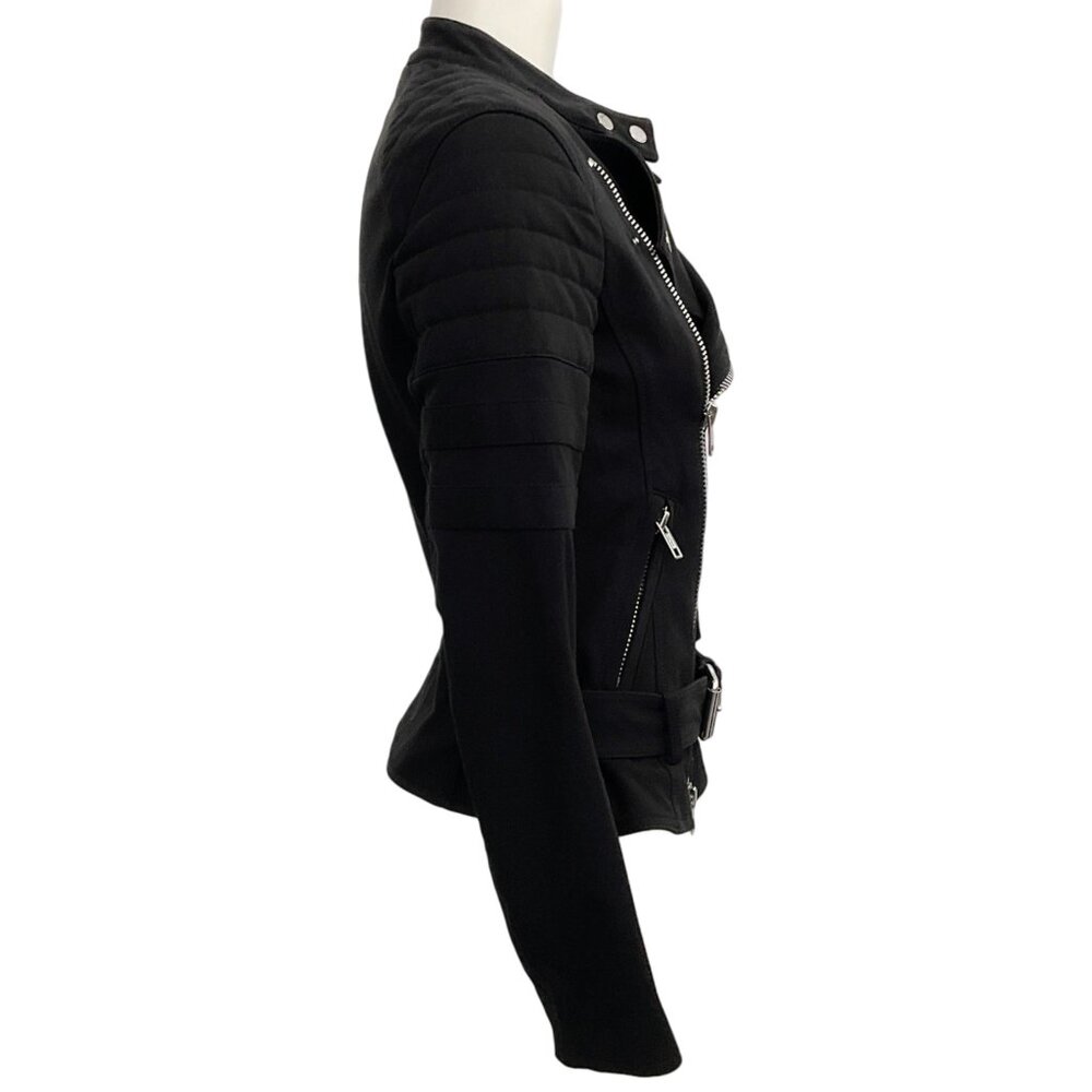 3.1 Phillip Lim Black Cotton Sculpted Moto Jacket - Picture 2 of 4